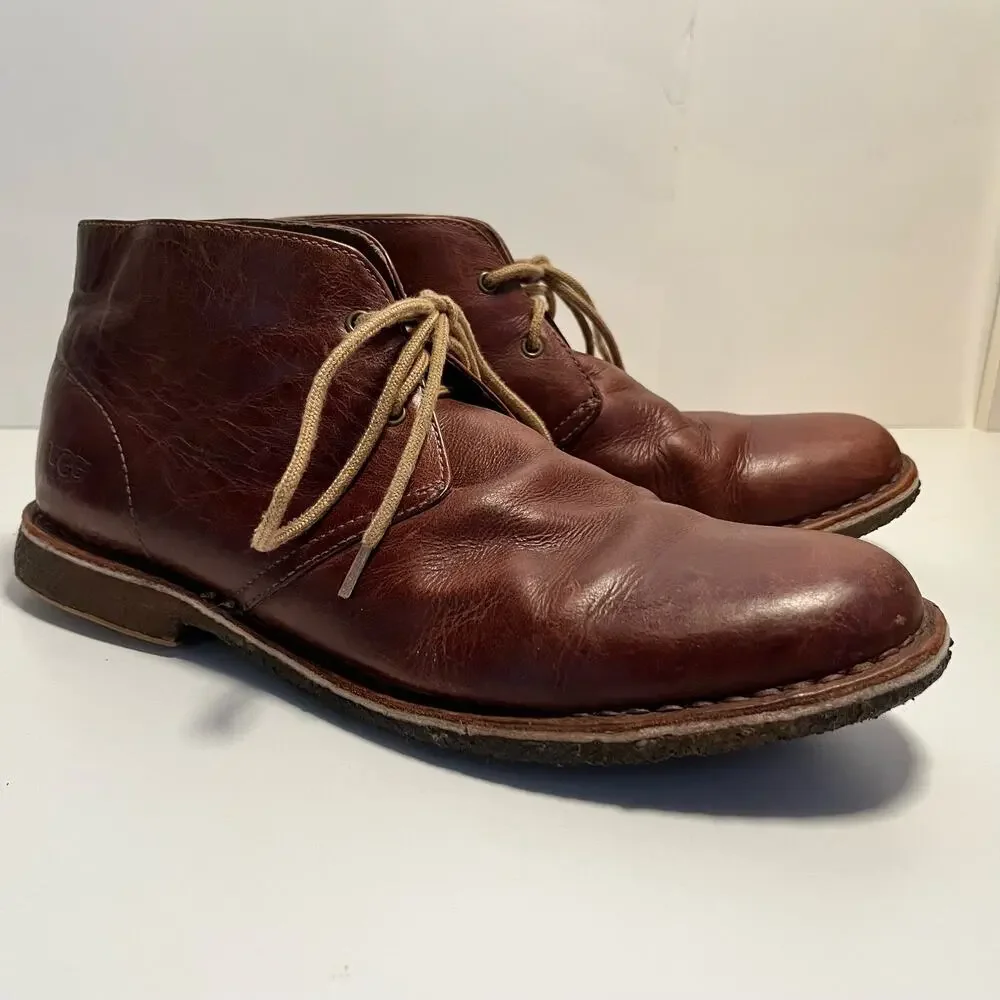 UGG Chukka Boot Size 11.5 Leighton Brown Leather Laceup